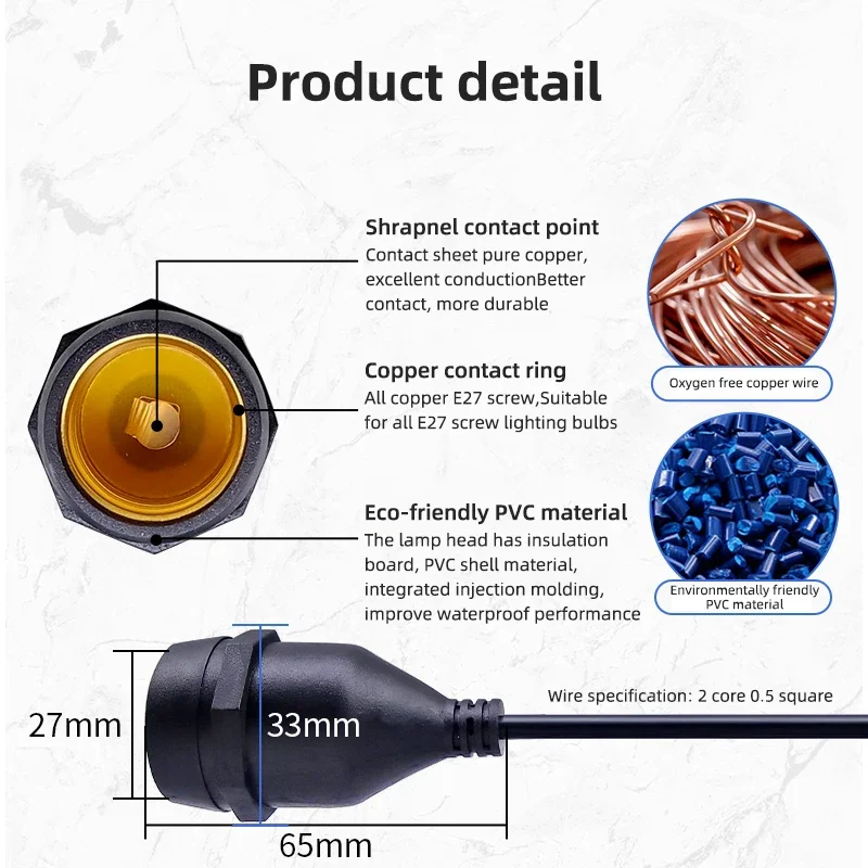 Universal E27 Lamp Head Power  - Outdoor Power Lead review and price