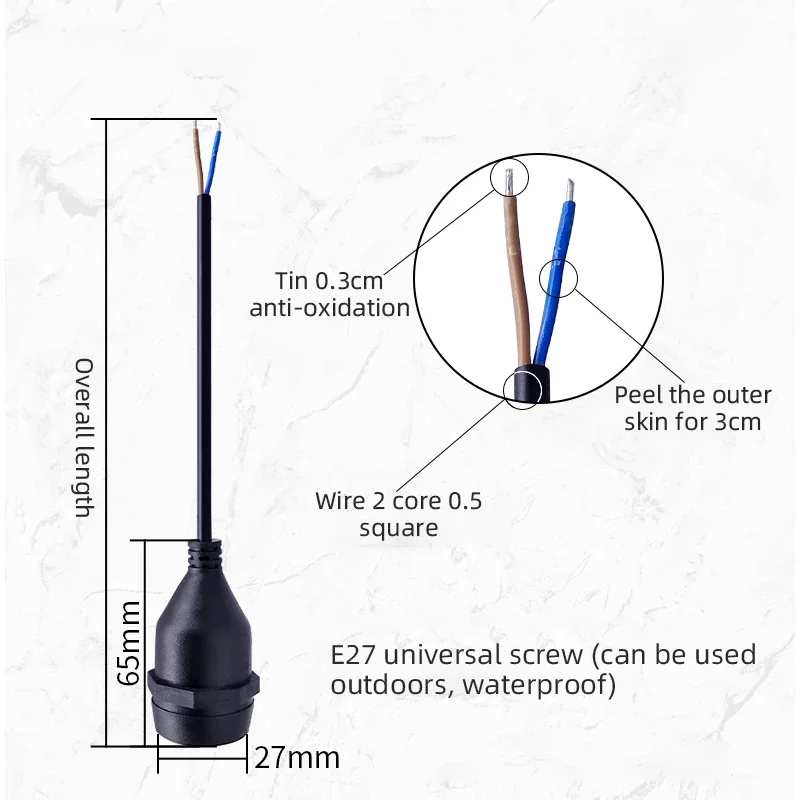 Universal E27 Lamp Head Power  - Outdoor Power Lead review and price