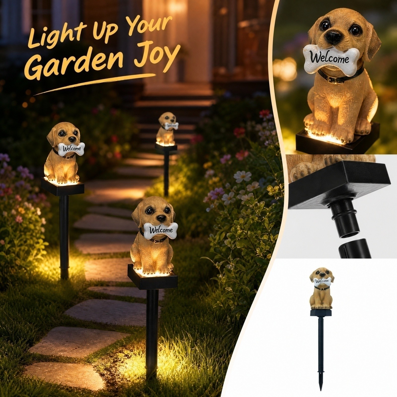 Solar-Powered Puppy Lamp Carto - Outdoor Power Stake review and price