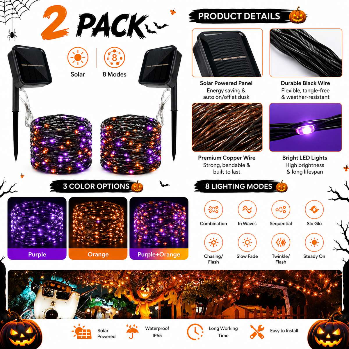 2 Pack Halloween Solar Powered - Outdoor Power Pack review and price